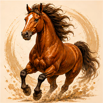 Illustration du signe chinois Cheval