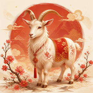 Illustration dessinée du signe chinois Chèvre