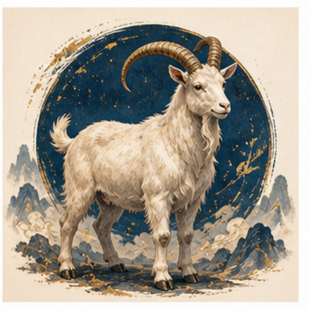 Illustration dessinée du signe chinois Chèvre