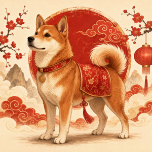 Illustration dessinée du signe chinois Chien