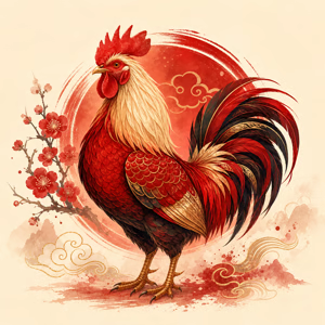 Illustration dessinée du signe chinois Coq