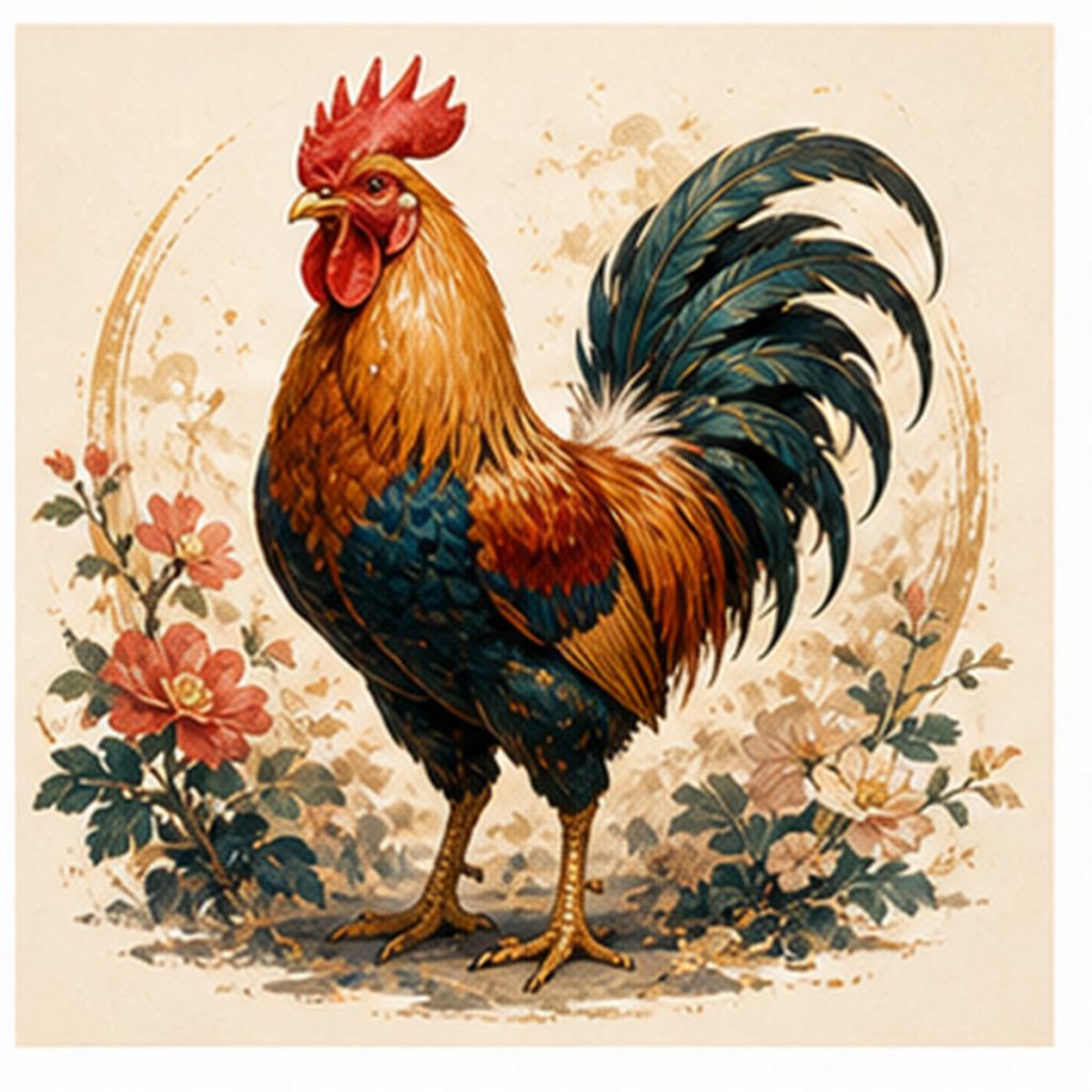 Illustration dessinée du signe chinois Coq