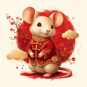 Illustration dessinée du signe chinois Rat