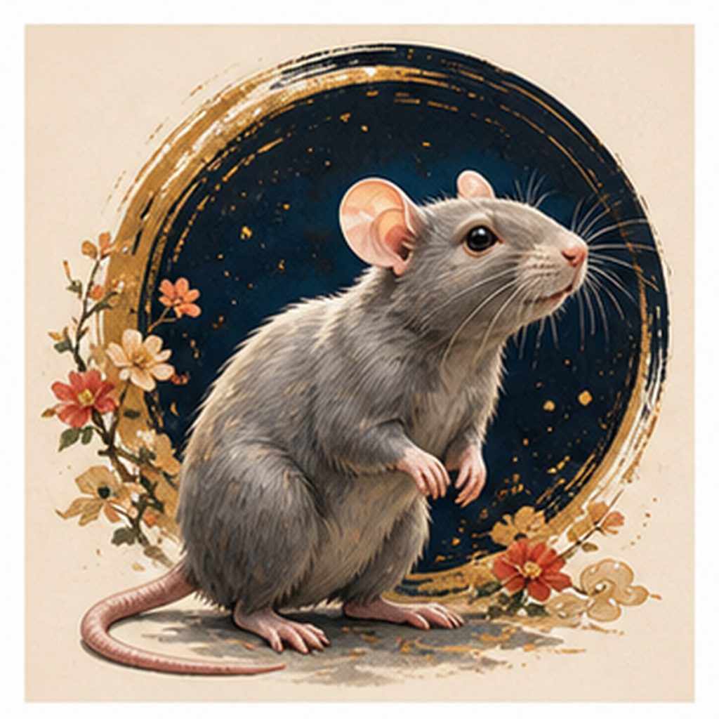 Illustration dessinée du signe chinois Rat