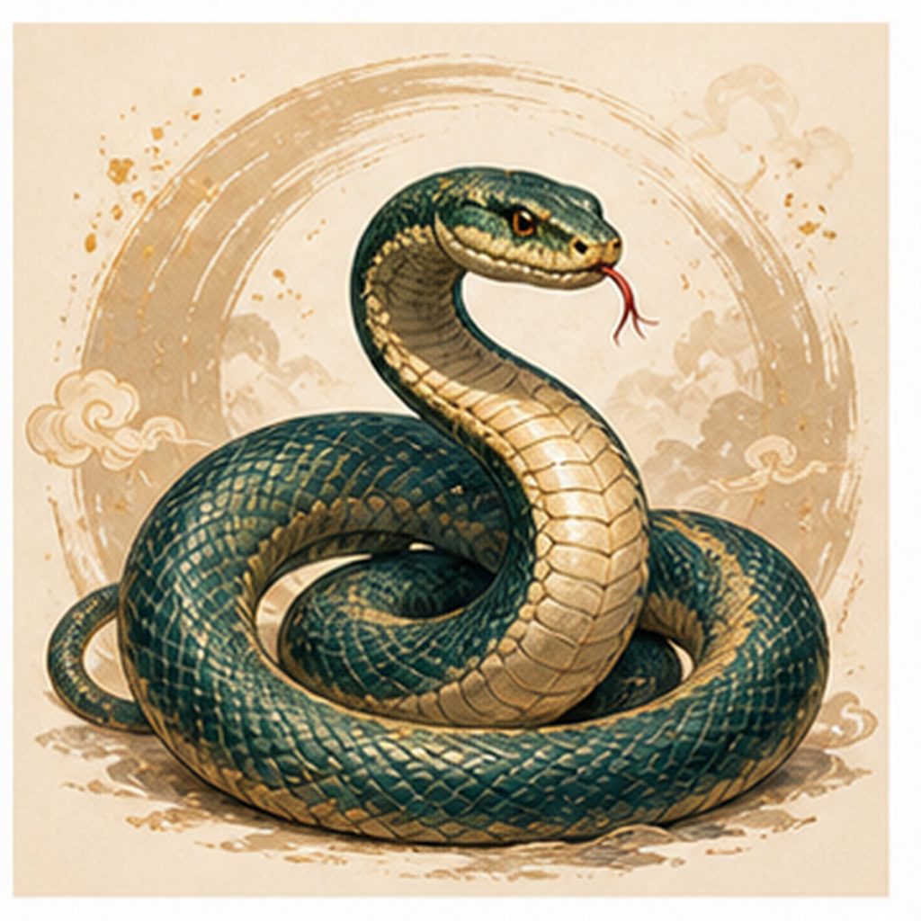 Illustration dessinée du signe chinois Serpent