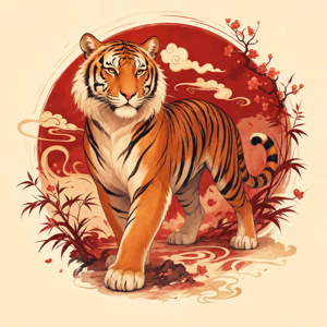 Illustration dessinée du signe chinois Tigre
