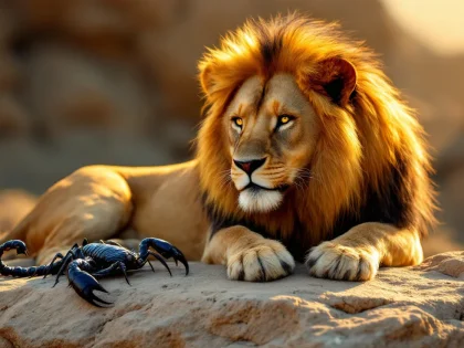 Illustration de l’article : Compatibilité amicale Lion et Scorpion