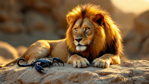 Illustration de l’article : Compatibilité amicale Lion et Scorpion